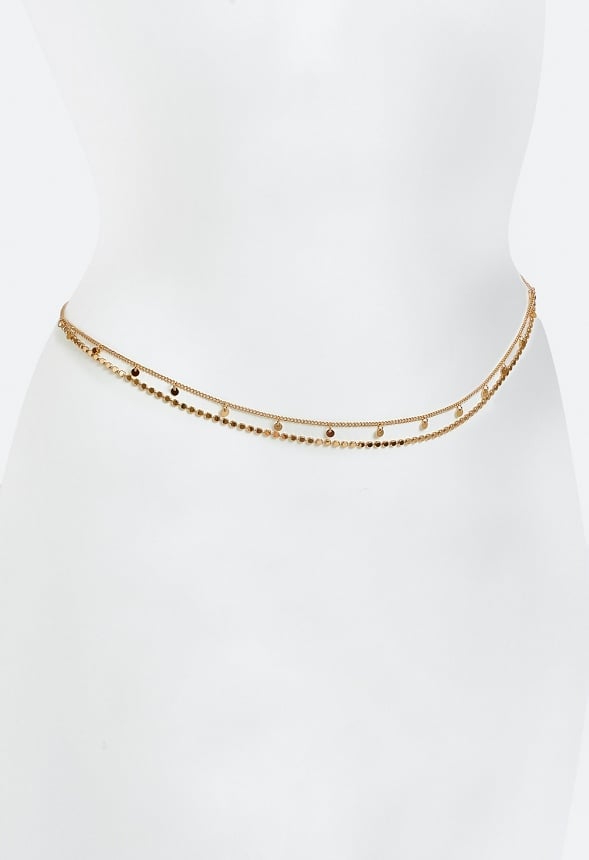2-Rows Jane Fine Chains Belly Chain With Crystals Gold/ Gold