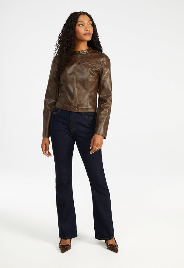 Leather Moto Jacket Burnished Leather