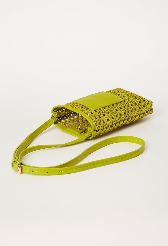 Woven Phone Crossbody Wild Lime