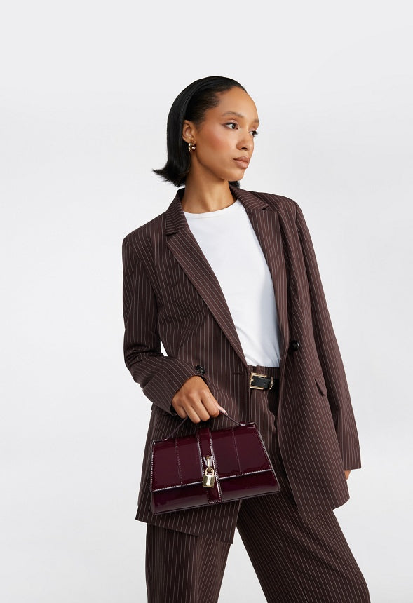 Mini Structured Crossbody With Chain Fig Red