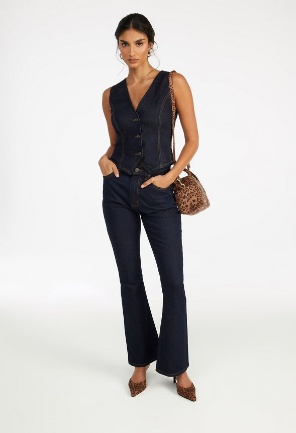 High Rise Flare Leg Denim Pants Whisper