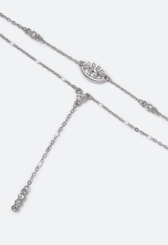 Lila Eye and Beads Necklace Crystal/ Silver