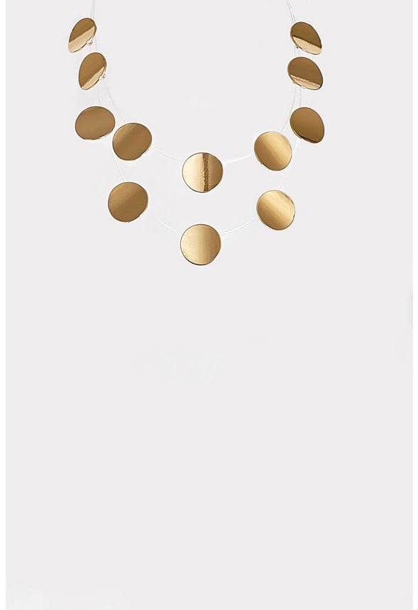 Yen 2 Row Smooth Metal Floating Discs Necklace Gold