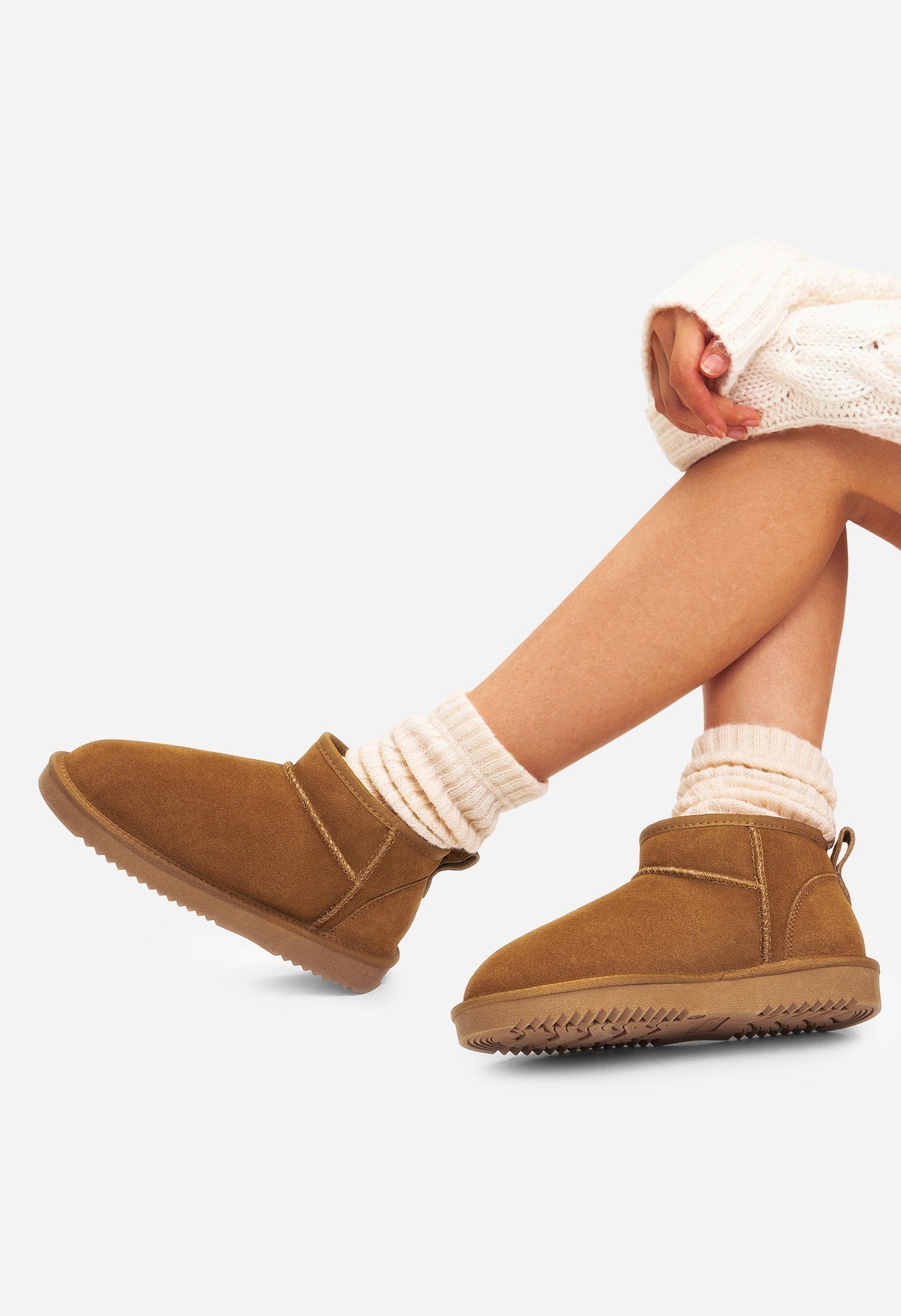 Winterstiefeletten für Damen aus echtem Wildleder mit Kunstfellfutter, wasserabweisend, warm, zum Hineinschlüpfen, bequeme Memory-Schaum-Stiefeletten