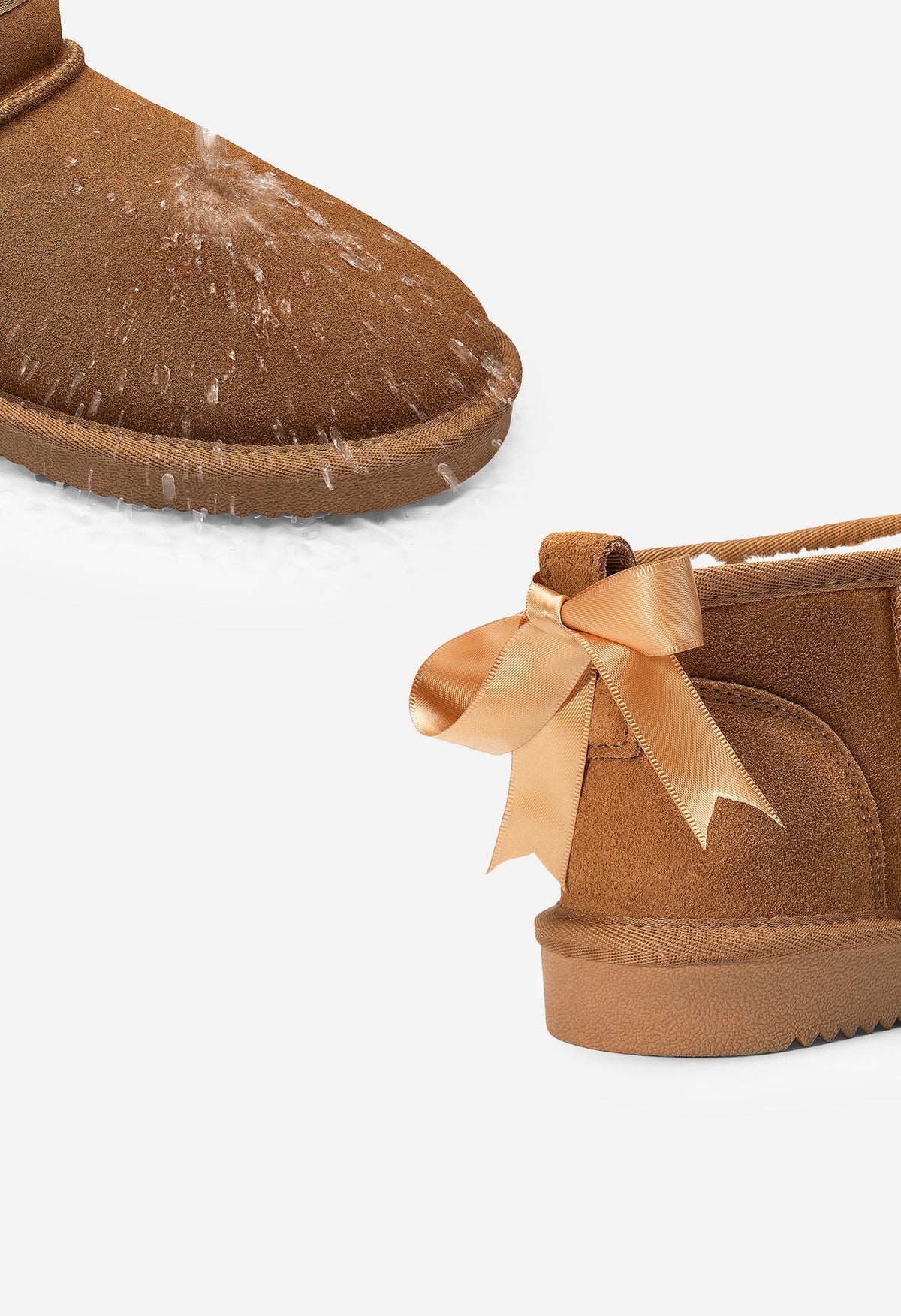 Winterstiefeletten für Damen aus echtem Wildleder mit Kunstfellfutter, wasserabweisend, warm, zum Hineinschlüpfen, bequeme Memory-Schaum-Stiefeletten