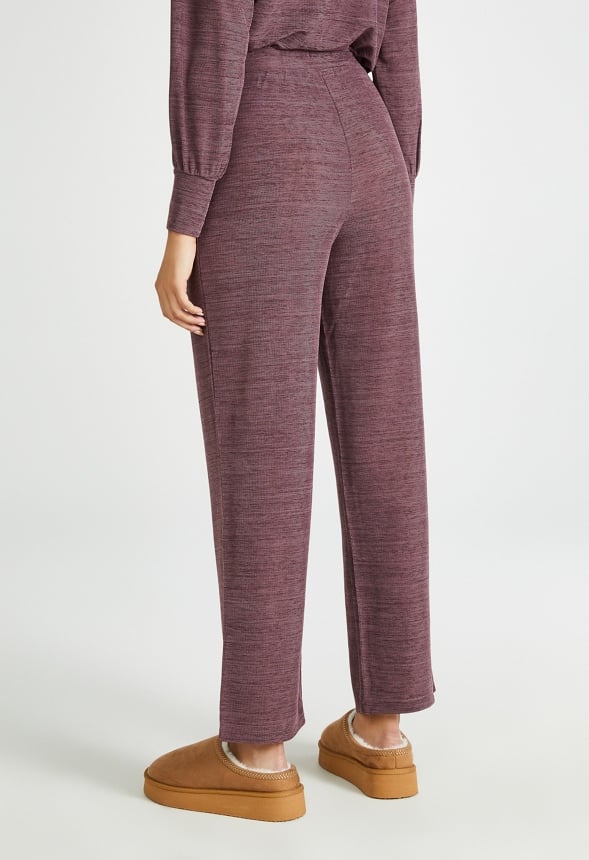 Off Shoulder Wide Leg Lounge Set Mulberry Heather