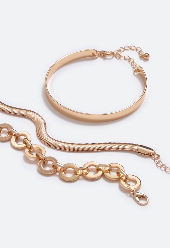 Eden Mixed Chain Bracelet Set Gold