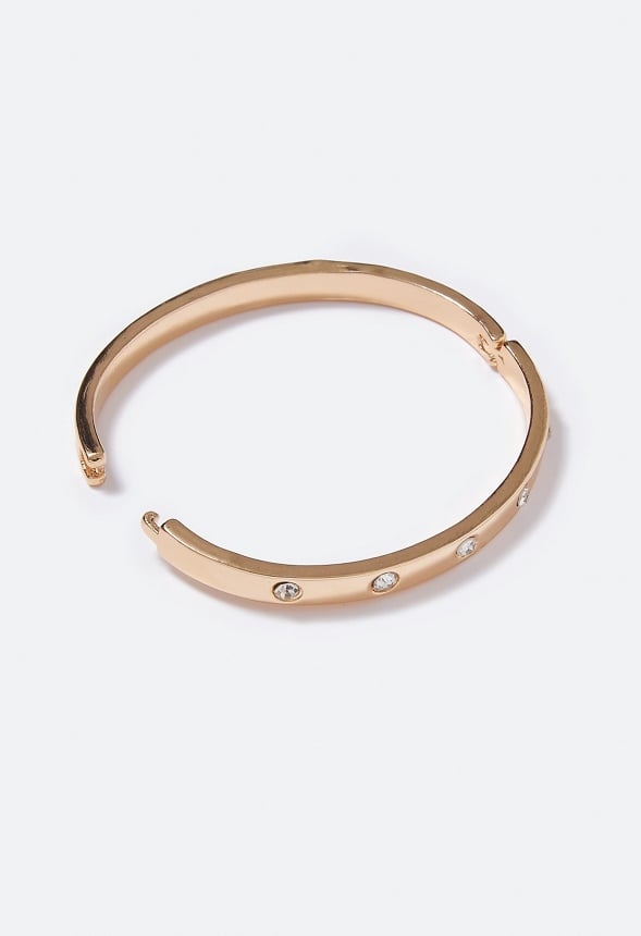 Carla Hinged Stone Set Bangle Crystal/ Gold