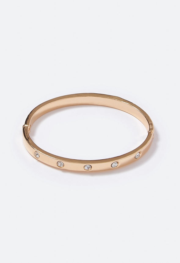 Carla Hinged Stone Set Bangle Crystal/ Gold