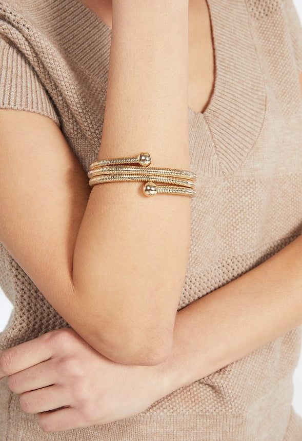 Nori Textured Flexible Coiled Metal Bracelet Gold
