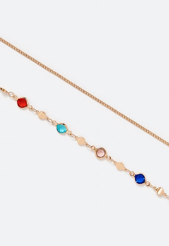 Jen Multicoloured Halo Glass Beads Belly Chain Multi/ Gold