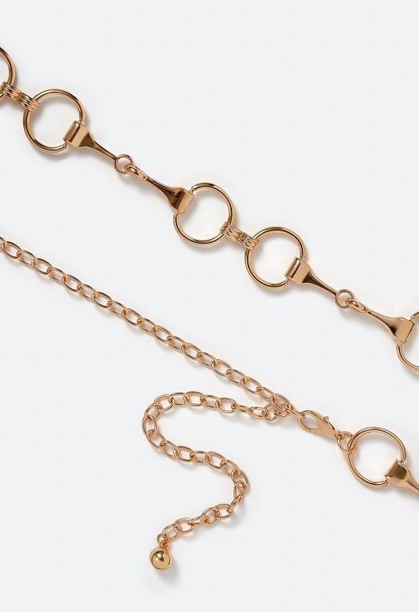 Drew Western Buckle Linked Motifs Belt Gold