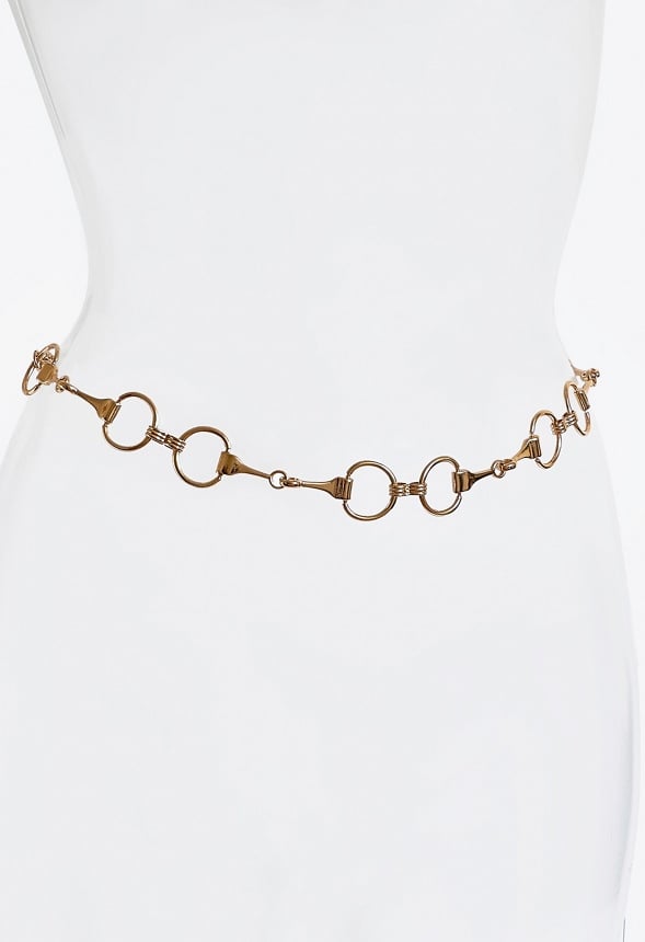 Drew Western Buckle Linked Motifs Belt Gold