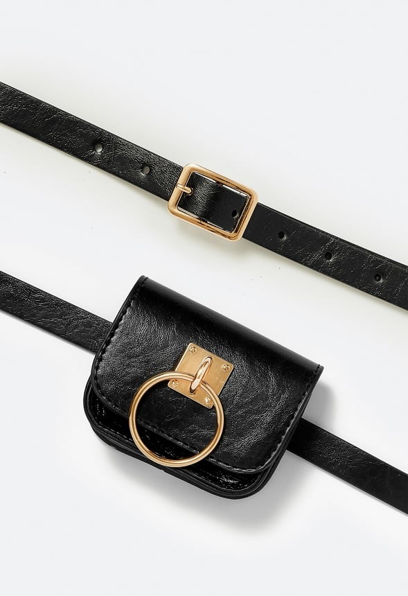 Java Faux Leather Belt Purse With Removable Purse Gold/ Black
