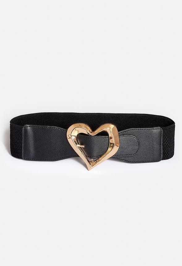 Edna Organic Heart Buckle Jeans Belt Black/ Gold