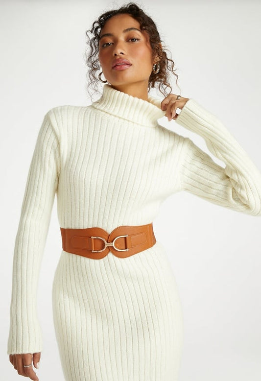 Bray Horse Bit Detail Elastic Waist Belt Tan/ Gold