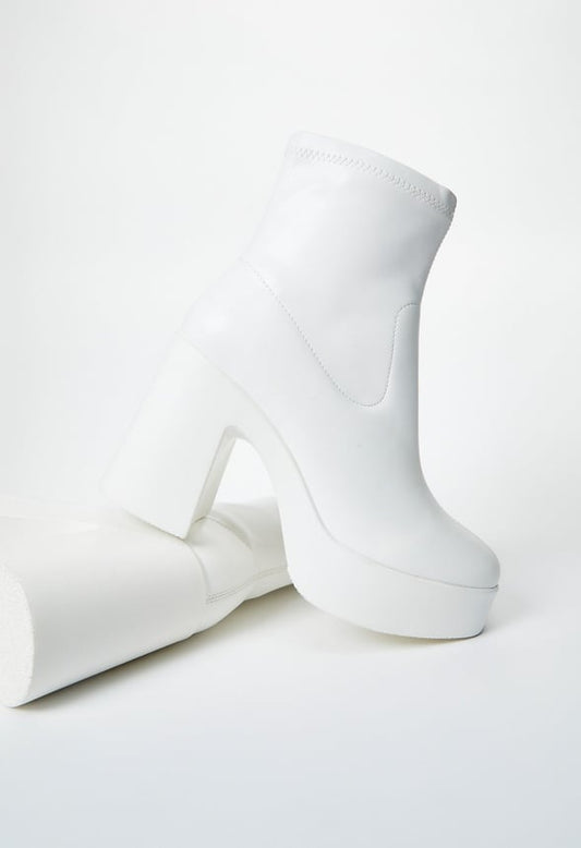 Pegah Block Heeled Ankle Boot Bright White