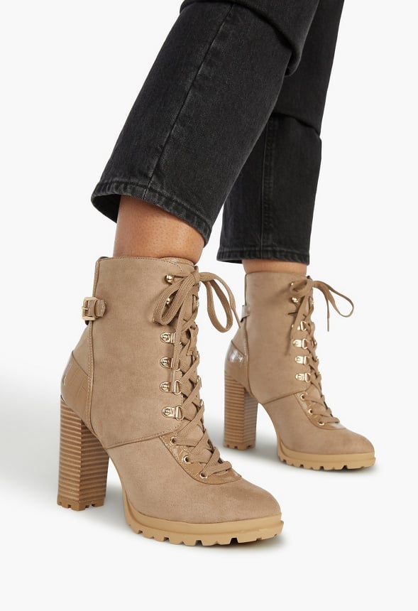 Shandee Harness Lug Sole Ankle Boot Taupe