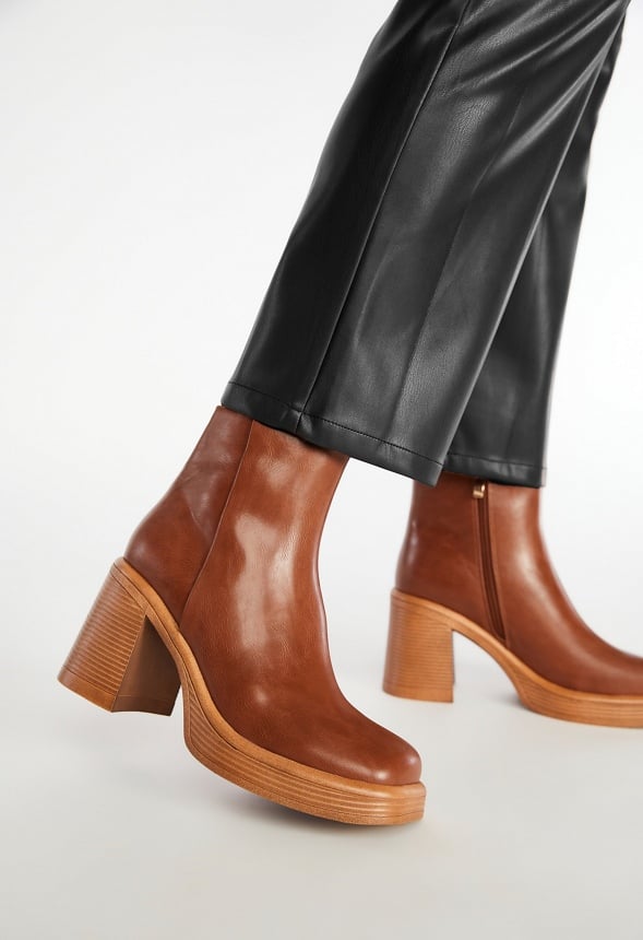 Brienne Platform Ankle Boot Leather Brown