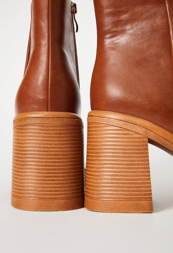 Brienne Platform Ankle Boot Leather Brown