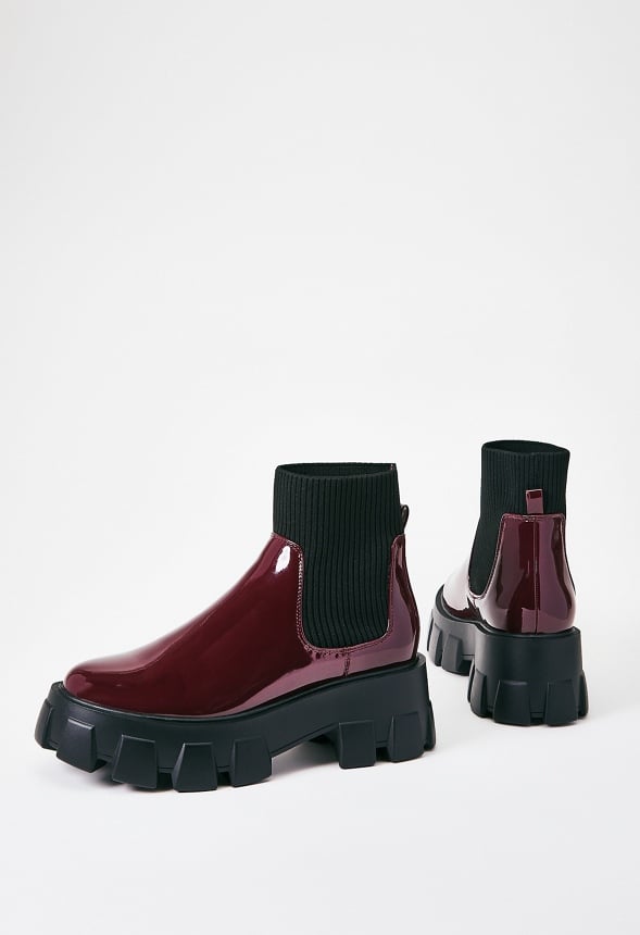 Arden Lug Sole Ankle Boot Maroon Banner