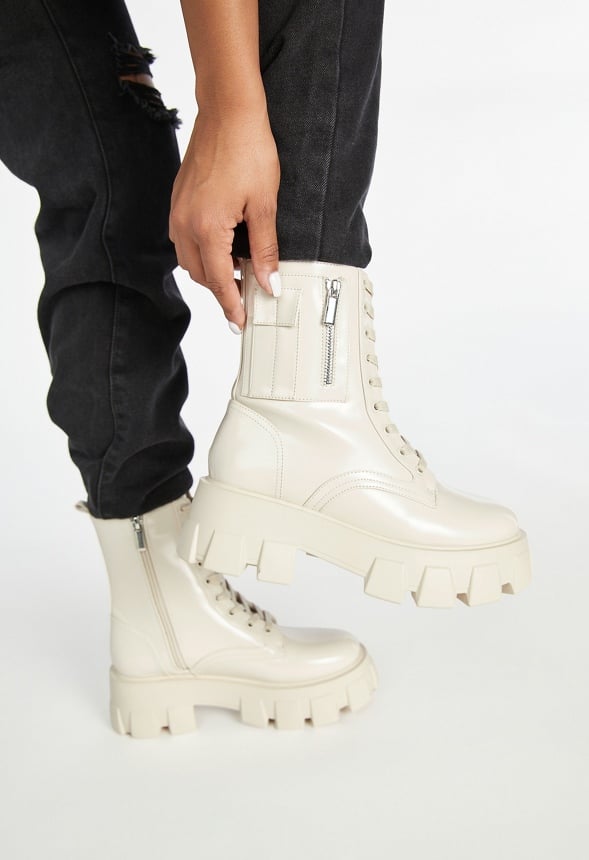 Reverie Combat Boot Birch White