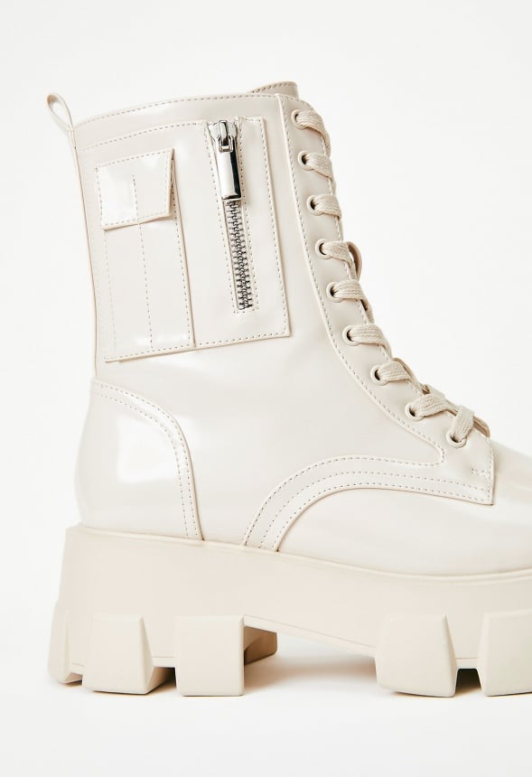 Reverie Combat Boot Birch White