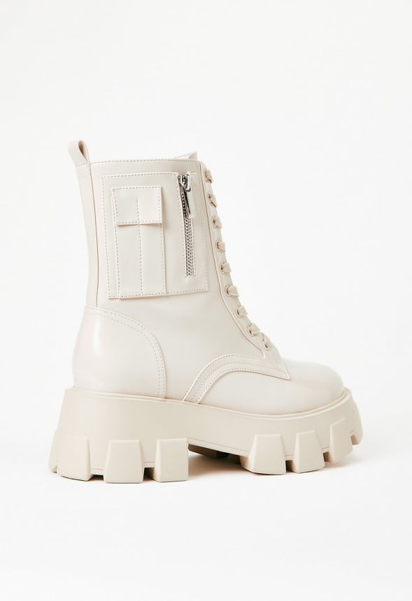 Reverie Combat Boot Birch White