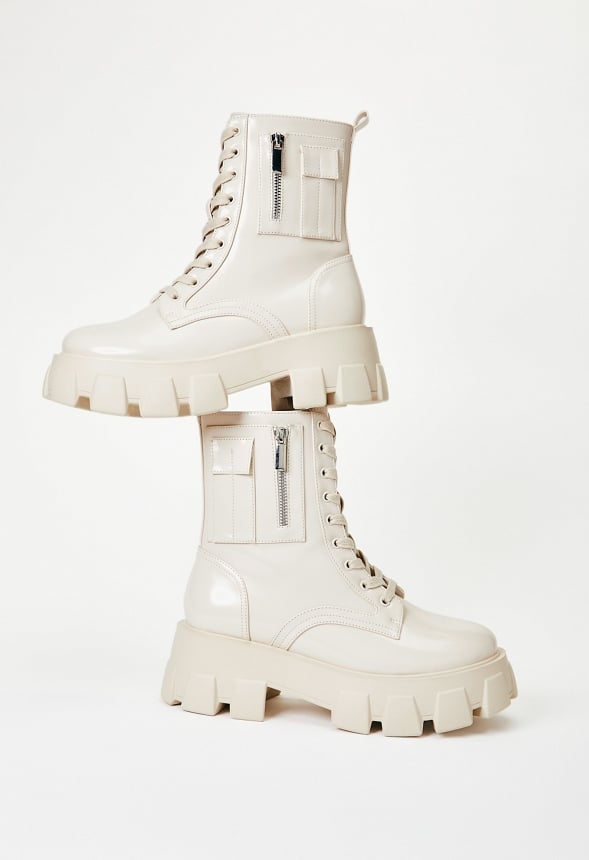 Reverie Combat Boot Birch White