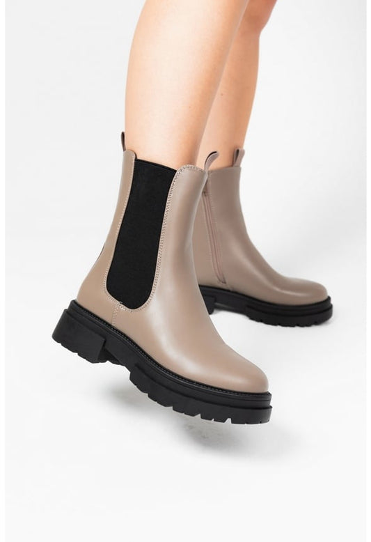 Camila Lug Sole Ankle Boot Taupe