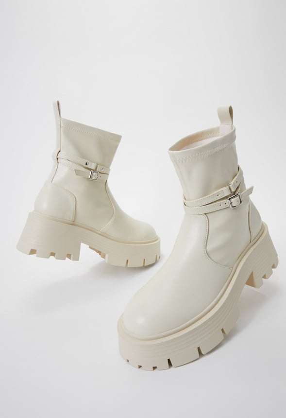 Ember Lug Sole Ankle Boot Birch White