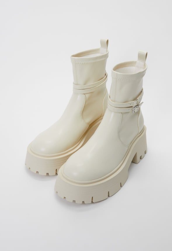 Ember Lug Sole Ankle Boot Birch White