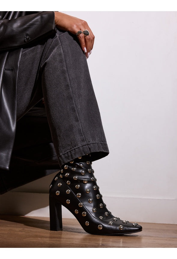 Maddie Stiletto Bootie Black/ Silver