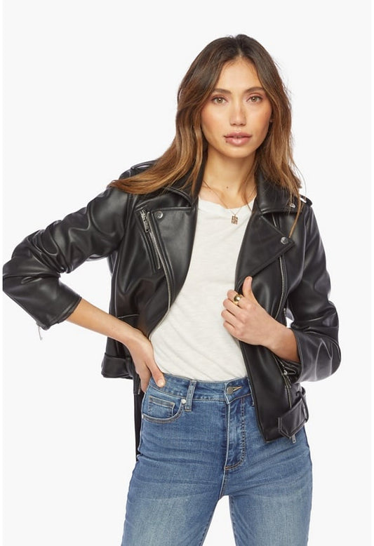 Faux Leather Moto Jacket Black