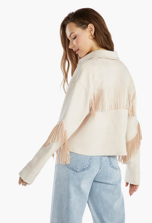 Fringe Suede Jacket Off White Shell