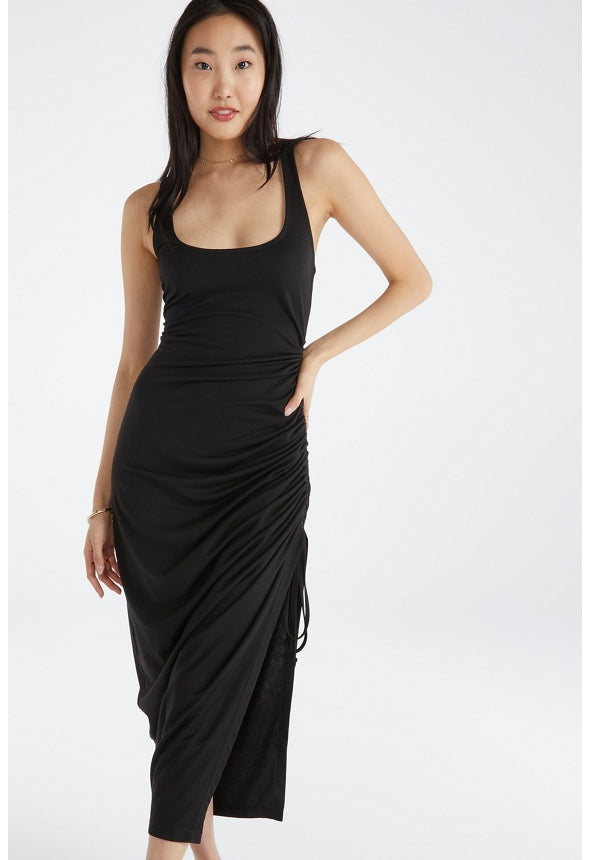 Ruched Maxi Tank Dress Black Caviar