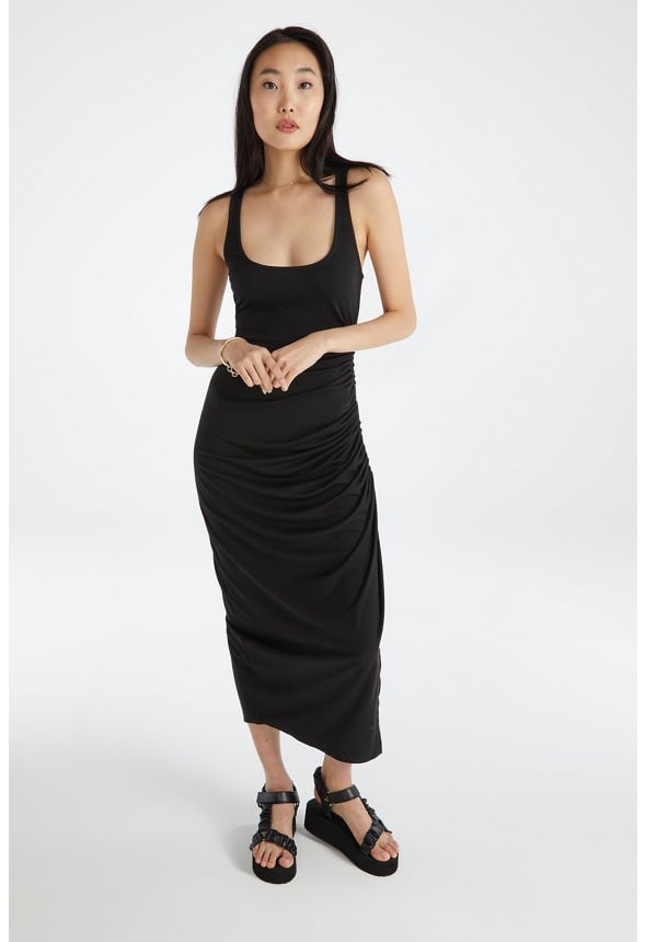 Ruched Maxi Tank Dress Black Caviar