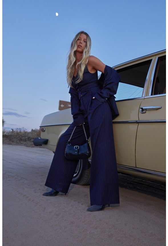 Pinstripe Suiting Waistcoat Navy Stripe