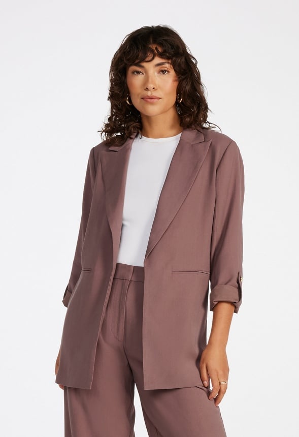 Rolled Sleeve Blazer Dark Mauve