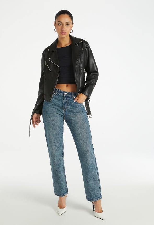 Faux Leather Jacket Black Caviar