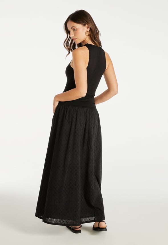 Halter Eyelet Maxi Dress Black Caviar