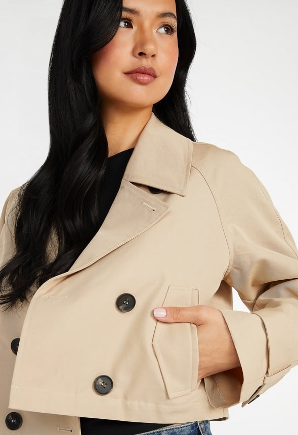 Cropped Trench Jacket Khaki