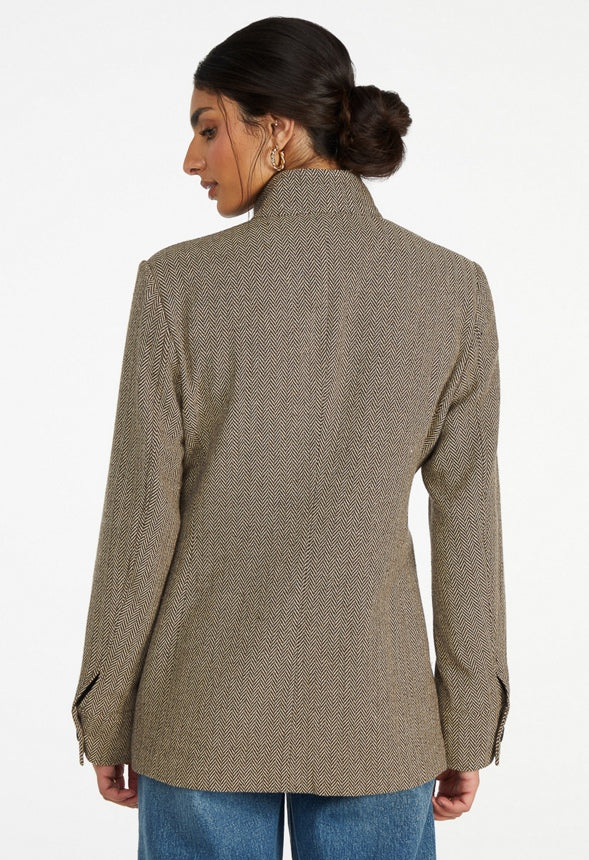 Utility Herringbone Coat Brown Herringbone