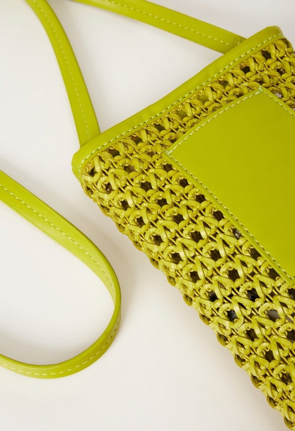 Woven Phone Crossbody Wild Lime