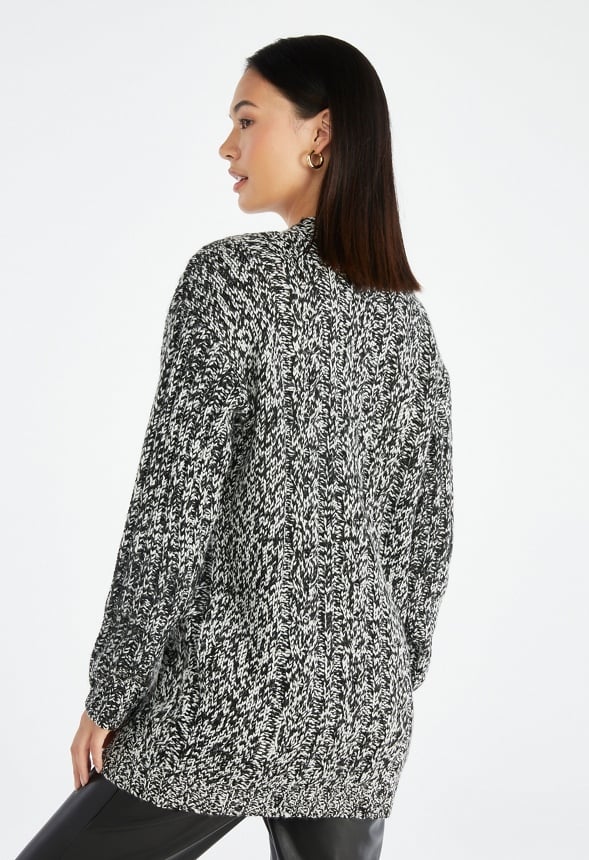Textured Boyfriend Cardigan Black Marbled