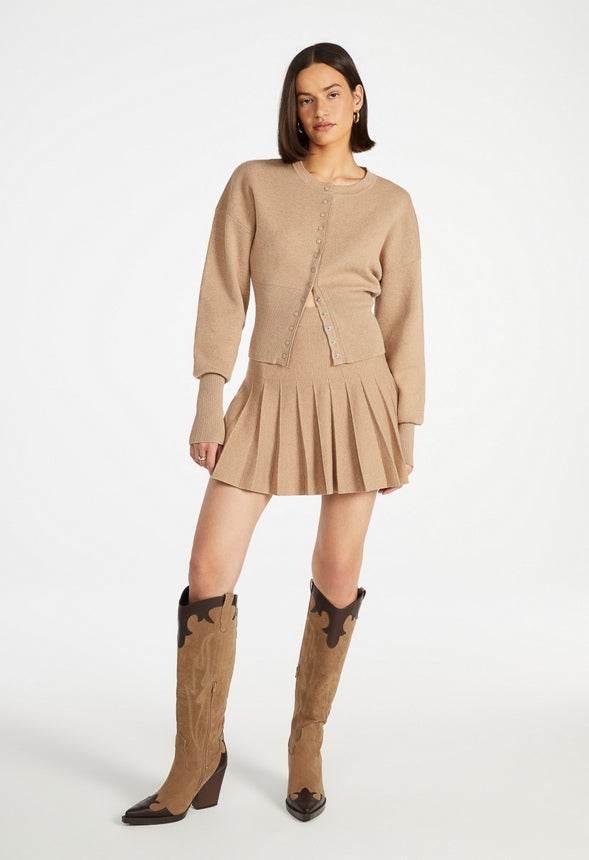 Cinched Waist Cardigan Taupe Heather