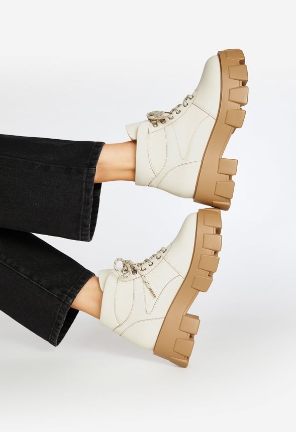 Sylvie Lug Sole Ankle Boot Birch White