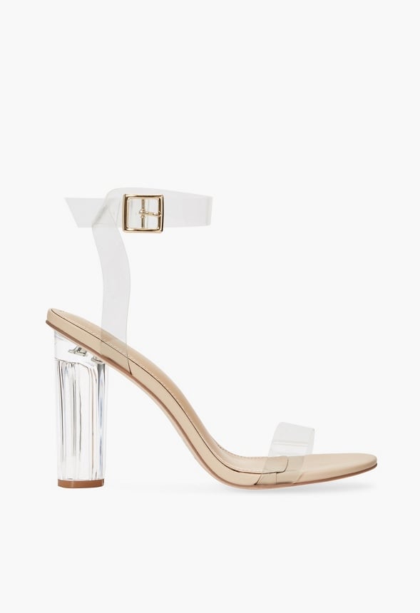 Hanna Transparent Heeled Sandal Beige