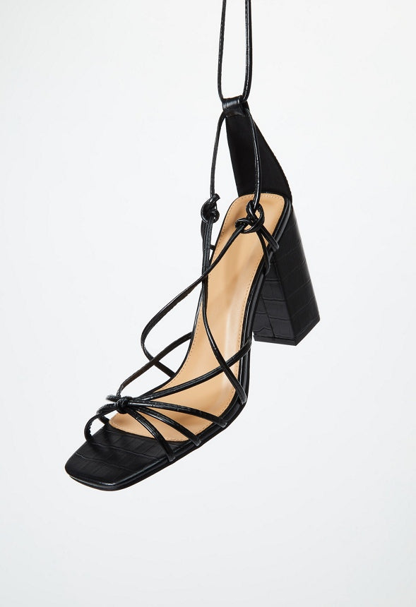 Dimona Strappy Block Heeled Sandal Black