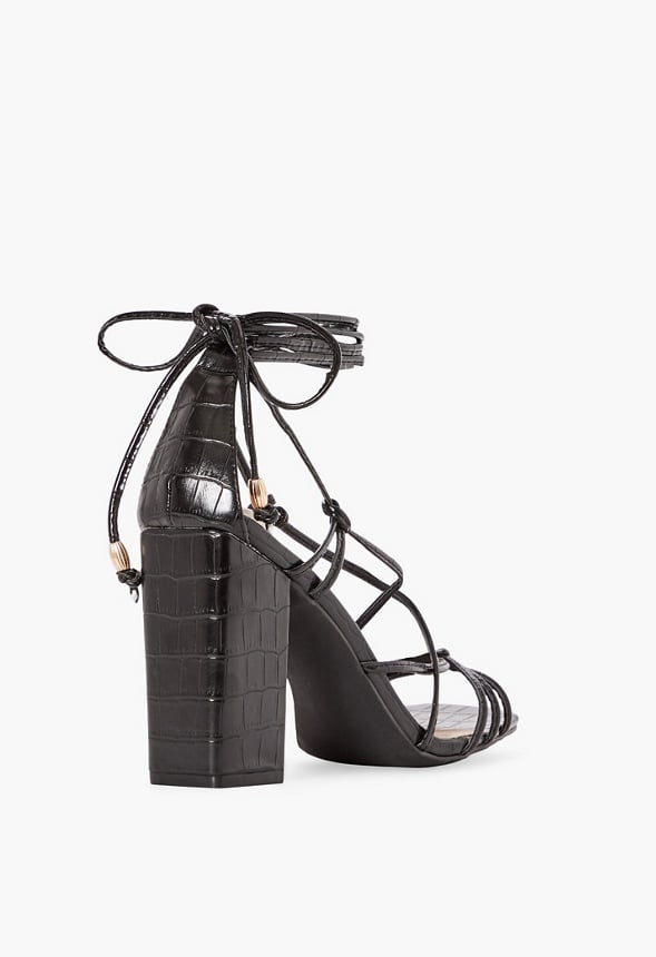 Dimona Strappy Block Heeled Sandal Black